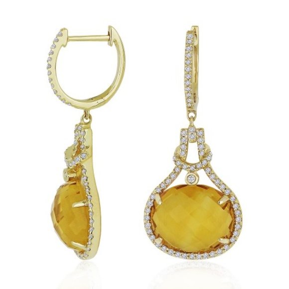 14k y/g Citrine & Diamond Earrings